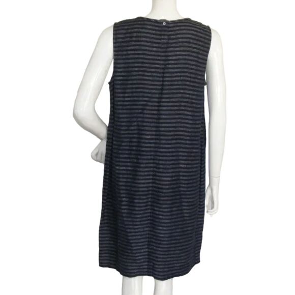 J.JILL Love Linen Dress, M, Blue, stripes, Shift, Sleeveless, Pullover - Picture 4 of 12
